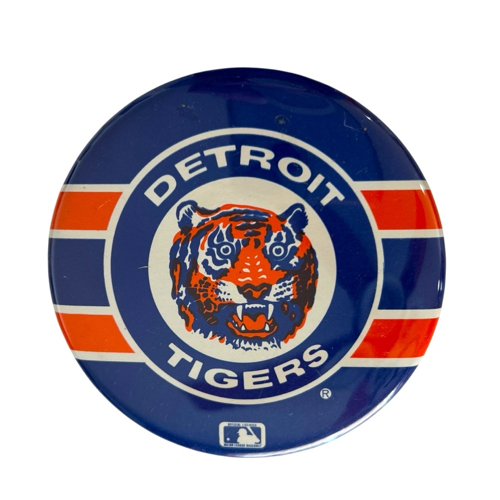 Vintage Detroit Tigers MLB Logo Button 3.5" GUC